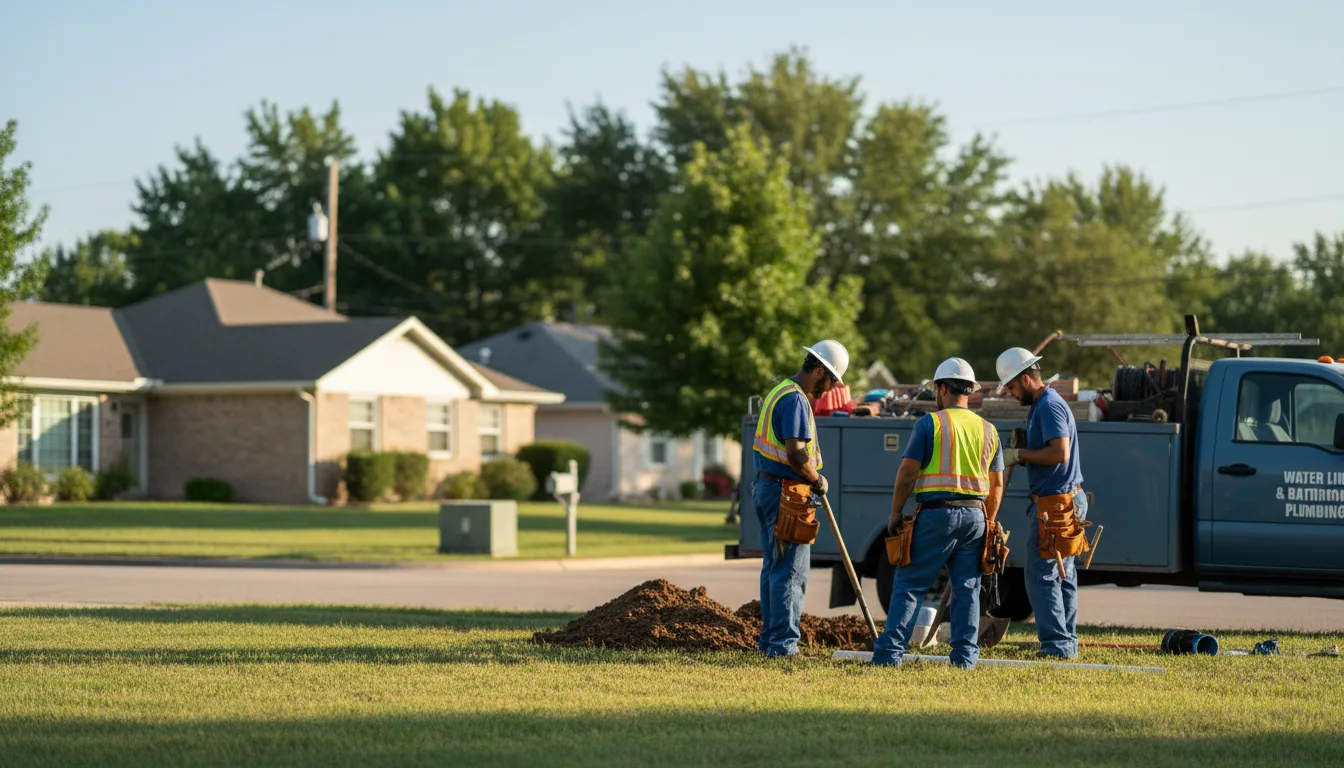 Residential water line and bathroom plumbing service in Blue Grass, IA